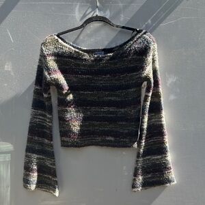 Chic Off-the-Shoulder Striped Sweater